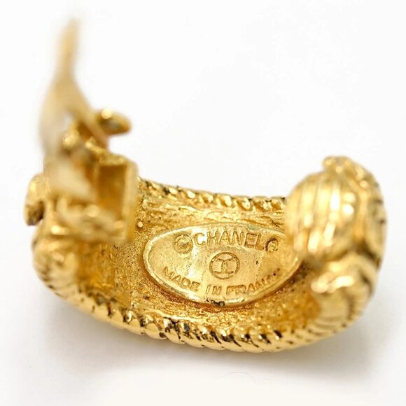 CHANEL Hoop 2 way Round Vintage Dangle Earrings Gold Tone Auth #11136 - Picture 6 of 6